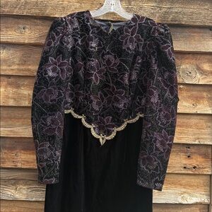 Scott McClintock vintage dress velvet maxi open back embroidered velvet